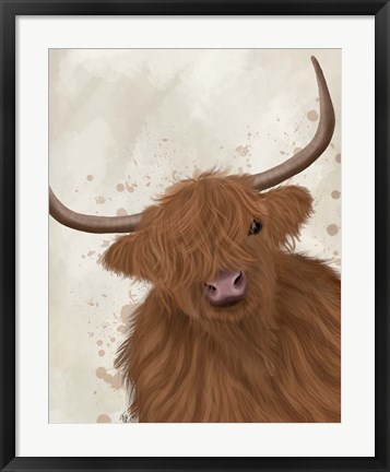 Framed Highland Cow 1, Portrait Print