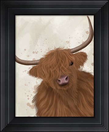 Framed Highland Cow 1, Portrait Print