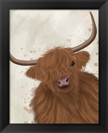 Framed Highland Cow 1, Portrait Print