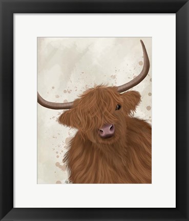 Framed Highland Cow 1, Portrait Print