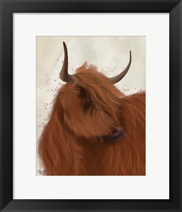 Framed Highland Cow 2, Portrait Print