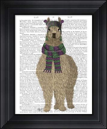 Framed Llama with Purple Scarf, Full Book Print Print