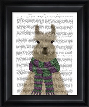 Framed Llama with Purple Scarf, Portrait Book Print Print