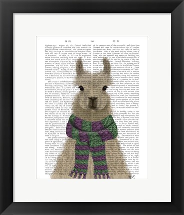 Framed Llama with Purple Scarf, Portrait Book Print Print