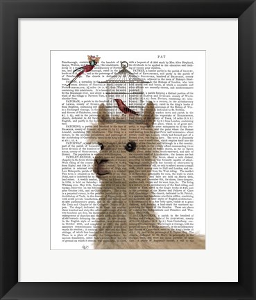 Framed Llama and Birdcage Book Print Print