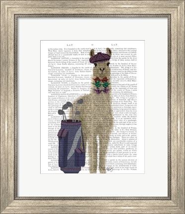 Framed Llama Golfing Book Print Print