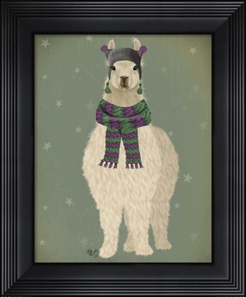Framed Llama with Purple Scarf, Full Print