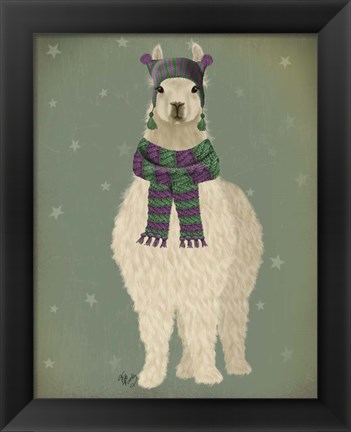 Framed Llama with Purple Scarf, Full Print