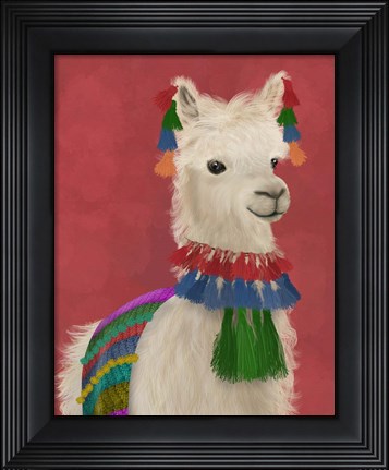 Framed Llama Traditional 1, Portrait Print