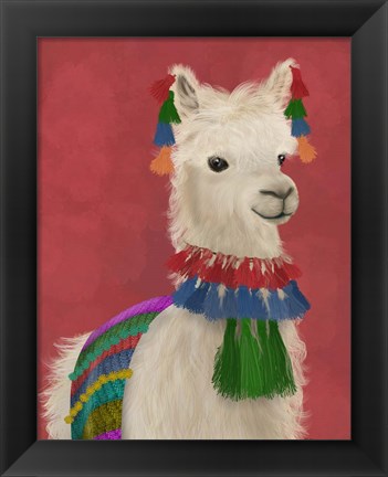 Framed Llama Traditional 1, Portrait Print