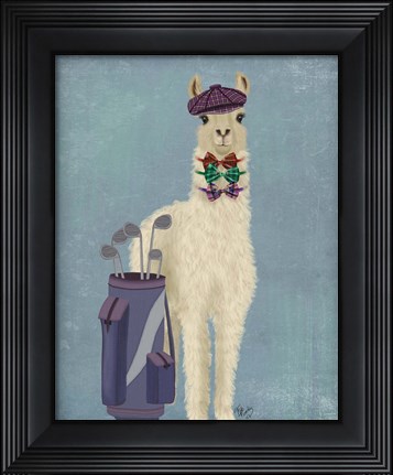 Framed Llama Golfing Print