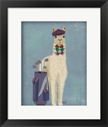 Framed Llama Golfing Print