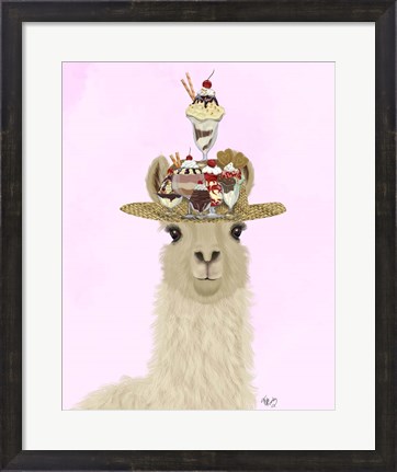 Framed Llama Ice Cream Hat Print