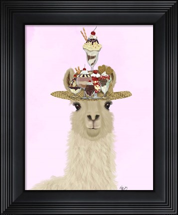 Framed Llama Ice Cream Hat Print