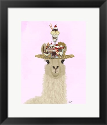 Framed Llama Ice Cream Hat Print