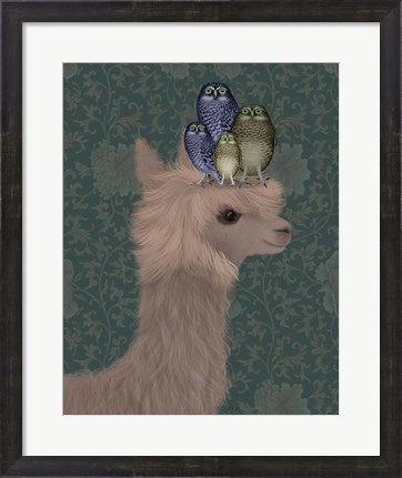 Framed Llama Owls, Portrait Print