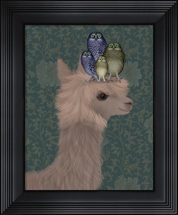 Framed Llama Owls, Portrait Print