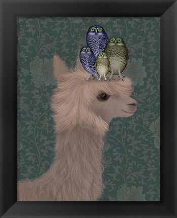 Framed Llama Owls, Portrait Print