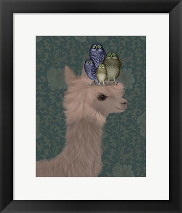 Framed Llama Owls, Portrait Print