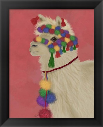 Framed Llama Traditional 2, Portrait Print