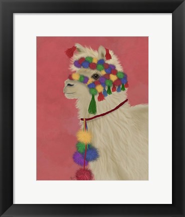 Framed Llama Traditional 2, Portrait Print