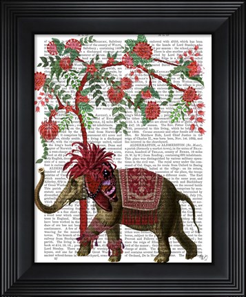 Framed Niraj Elephant, Red Tree Print