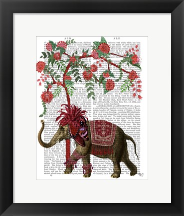 Framed Niraj Elephant, Red Tree Print