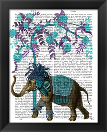 Framed Niraj Elephant, Blue Tree Print