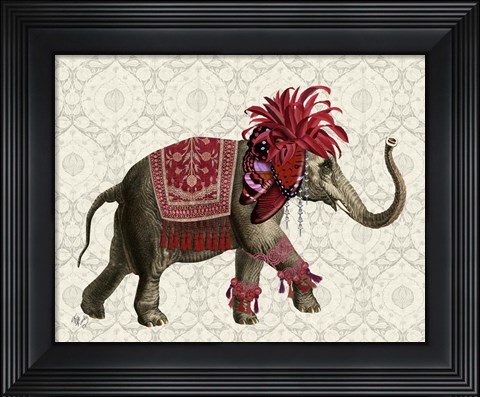 Framed Niraj Elephant, Red Print
