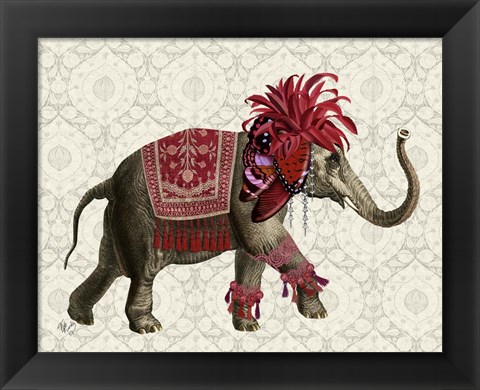 Framed Niraj Elephant, Red Print