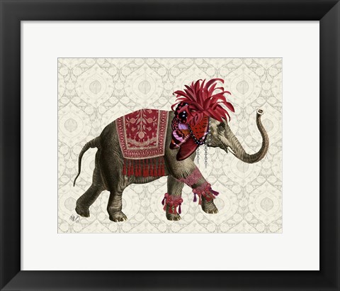 Framed Niraj Elephant, Red Print