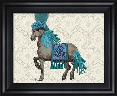 Framed Niraj Horse, Blue Print