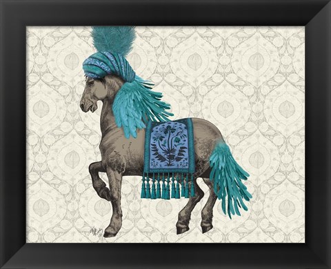 Framed Niraj Horse, Blue Print