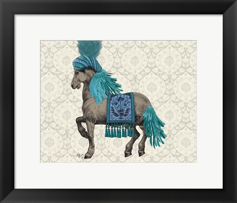 Framed Niraj Horse, Blue Print