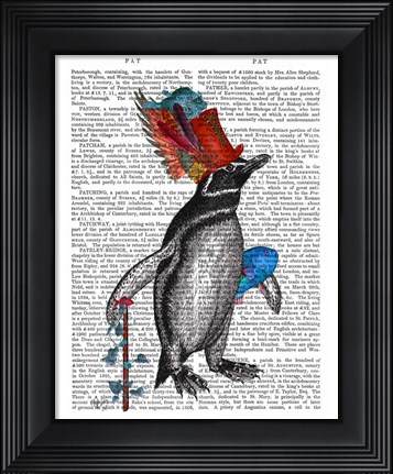 Framed Penguin and Fish Hat Book Print Print