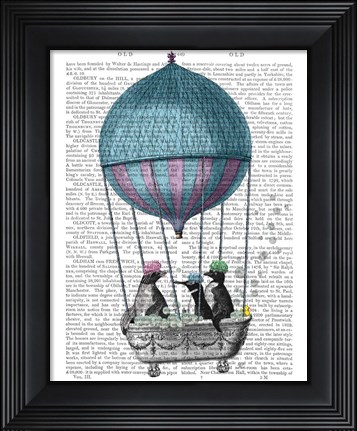 Framed Penguins in Balloon Bath Book Print Print