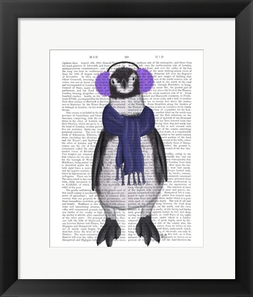 Framed Penguin Ear Muffs Book Print Print