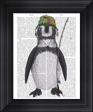 Framed Penguin Fishing Book Print Print