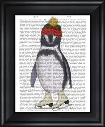 Framed Penguin Ice Skating Book Print Print
