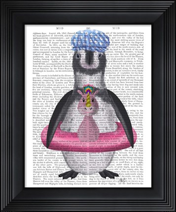 Framed Penguin Unicorn Rubber Ring Book Print Print