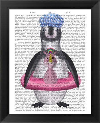 Framed Penguin Unicorn Rubber Ring Book Print Print
