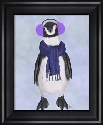 Framed Penguin Ear Muffs Print