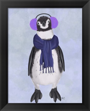Framed Penguin Ear Muffs Print