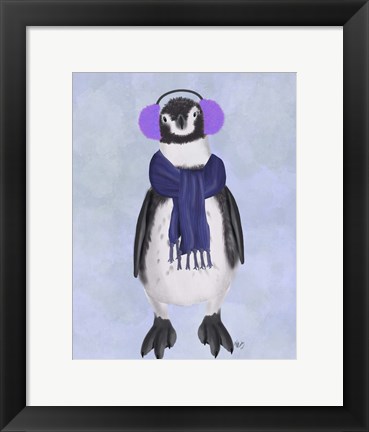 Framed Penguin Ear Muffs Print