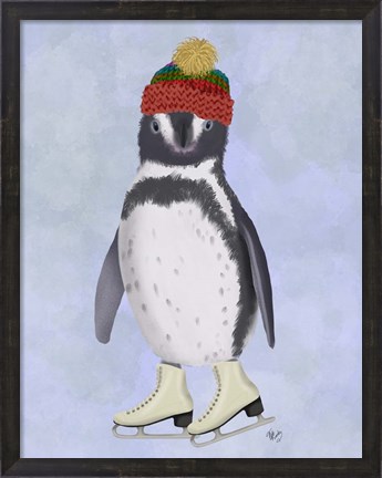 Framed Penguin Ice Skating Print