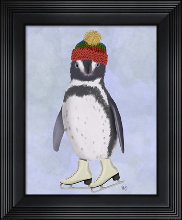 Framed Penguin Ice Skating Print