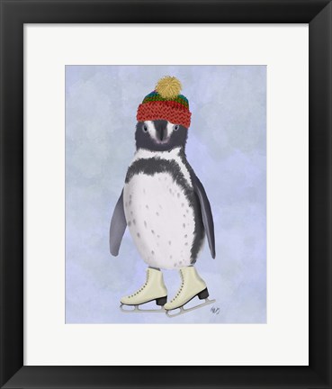 Framed Penguin Ice Skating Print