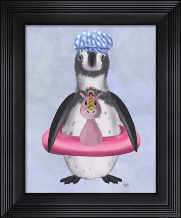 Framed Penguin Unicorn Rubber Ring Print