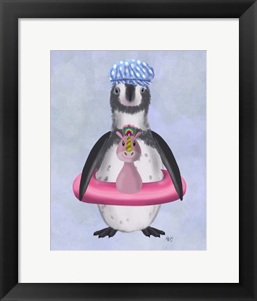 Framed Penguin Unicorn Rubber Ring Print