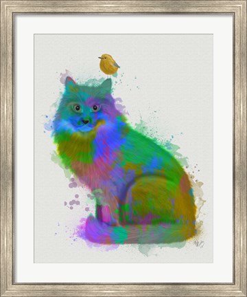 Framed Cat Rainbow Splash 12 Print